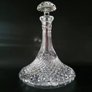 Vintage Crystal Ships Decanter With Mushroom Shaped Stopper, Vintage Bar